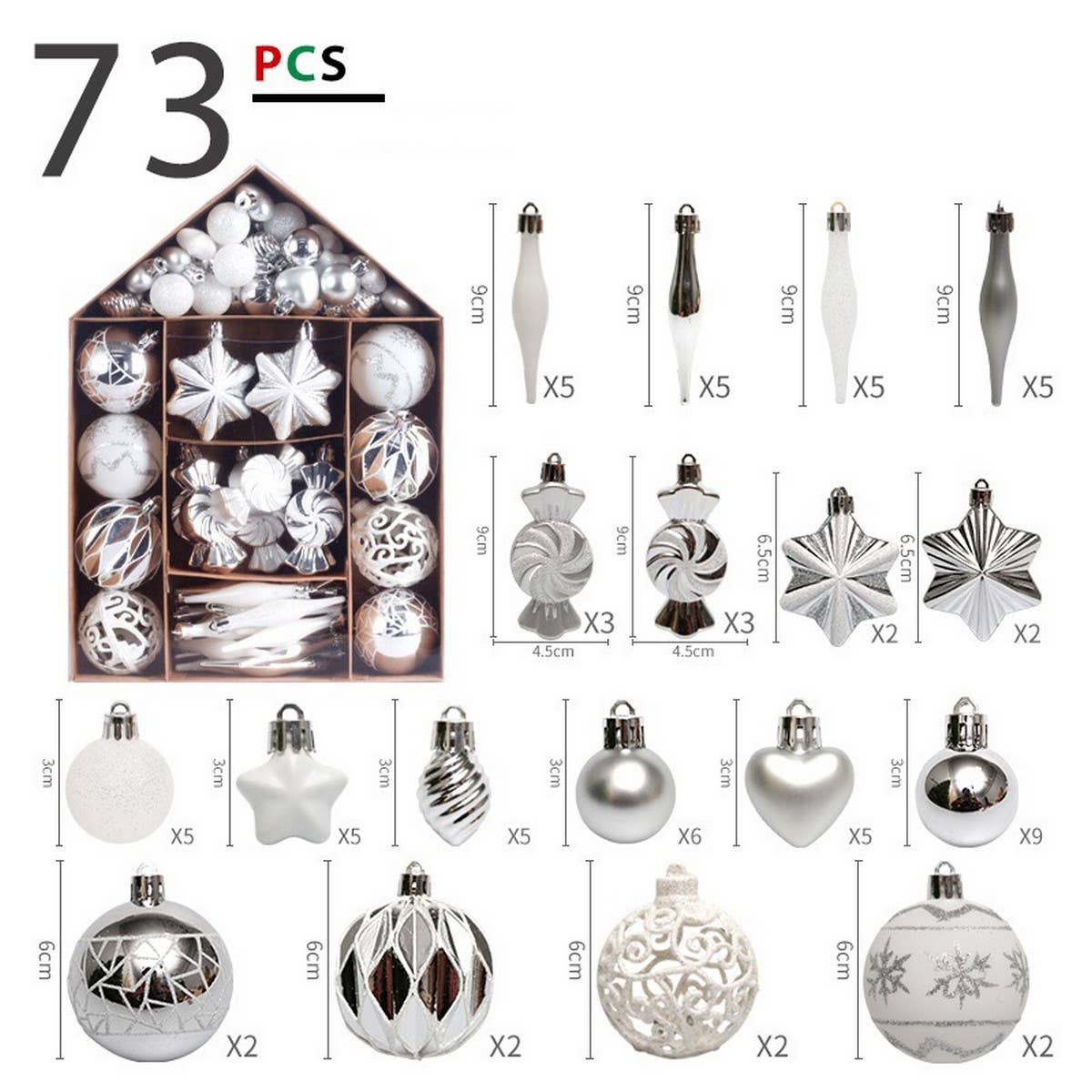 Christmas Ball Set with Painted House Design_CWMM9885