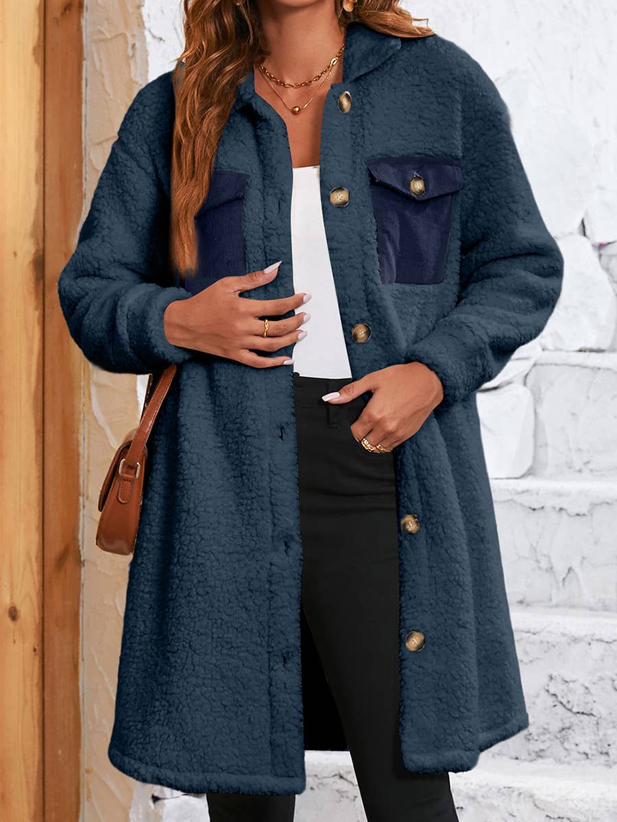 CASUAL LAMB FLEECE WARM MID-LENGTH JACKET LADY