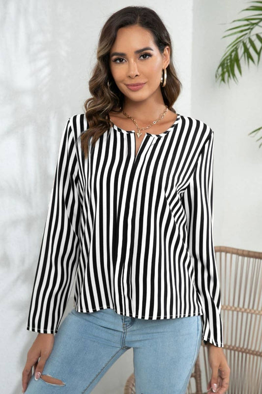 CWTSTL2159_PRINTED STRIPED LONG-SLEEVED SHIRT TOP