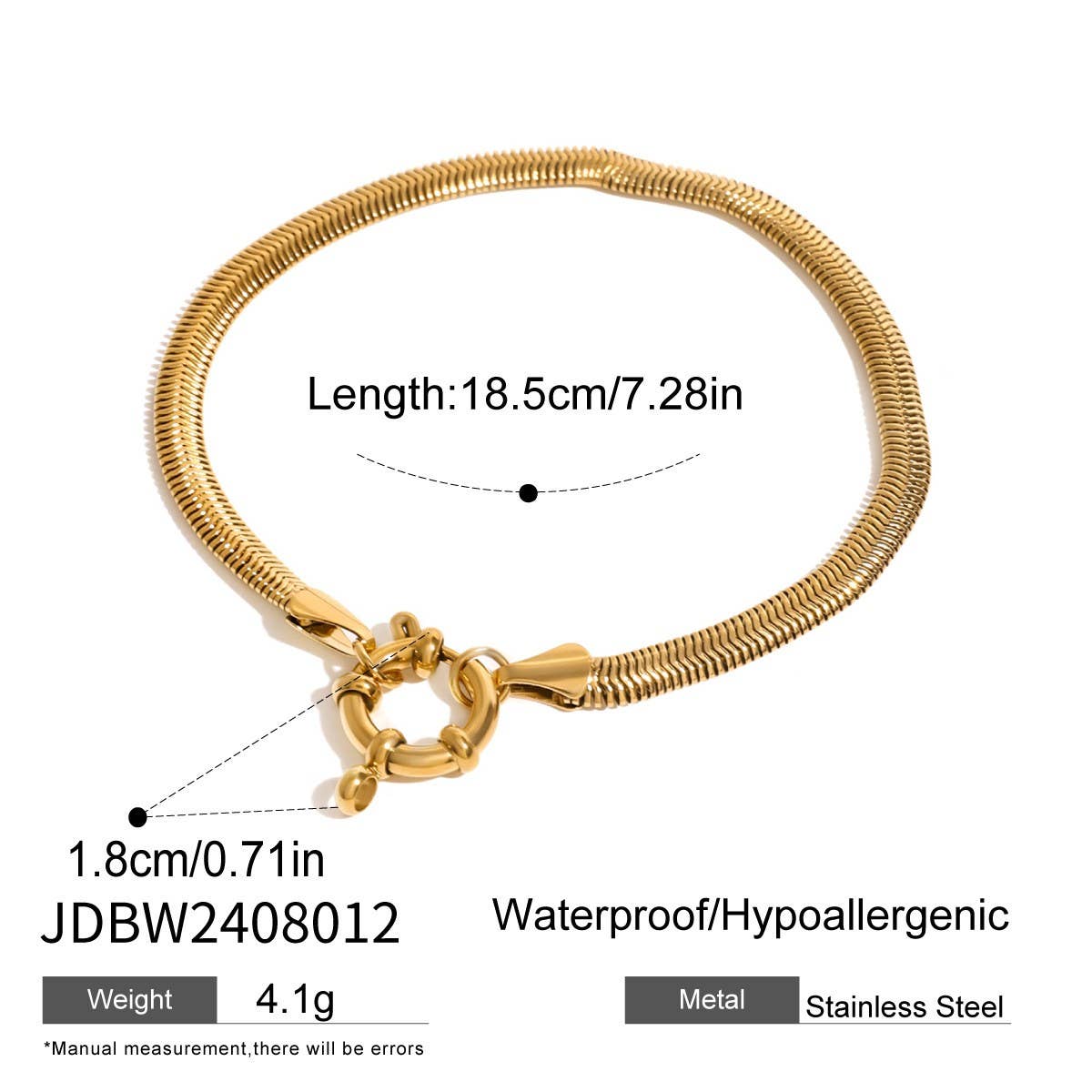 Fashion 18K Gold Steel Paperclip Heart Bracelet_CWAJE4888