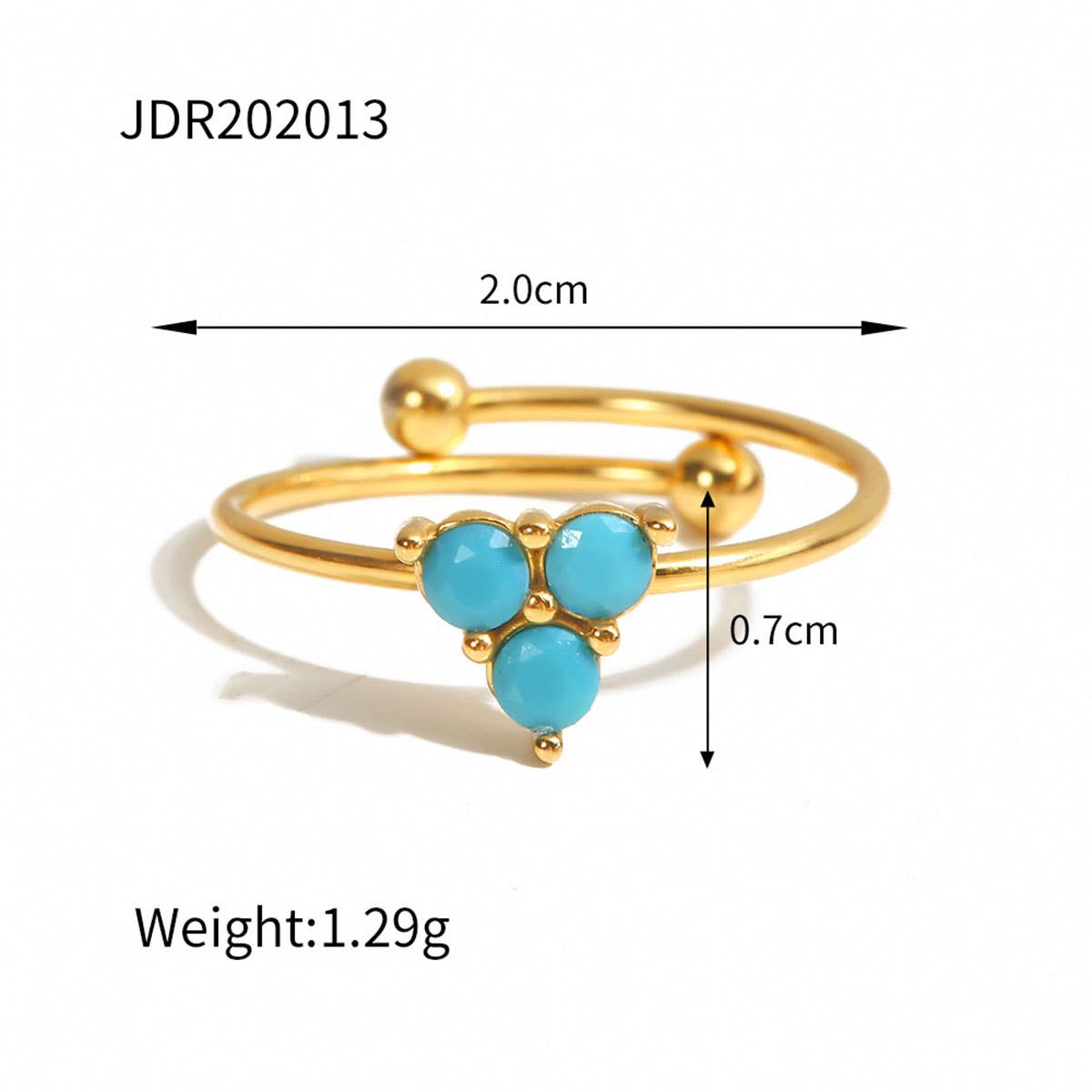 GOLD STAINLESS STEEL INLAID NATURAL STONE RINGS
