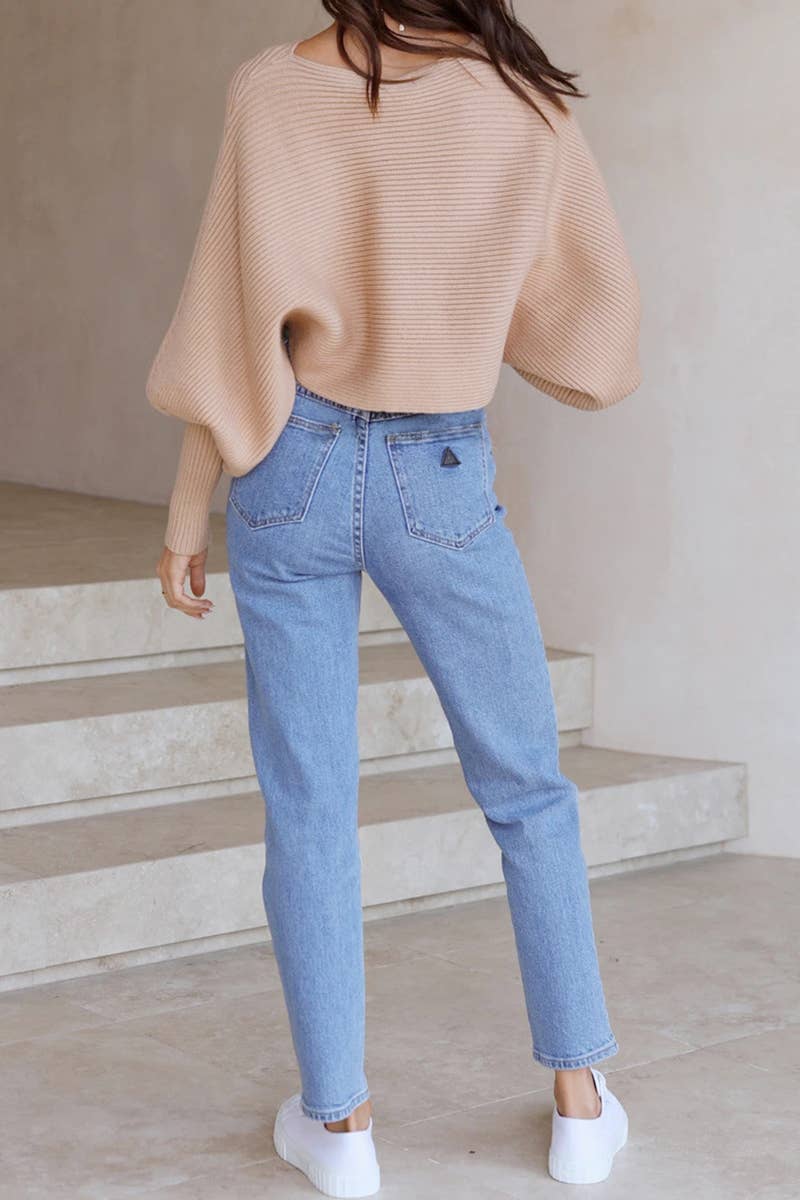 CWTTL1072 Oversized Long Sleeve Crew Neck Pullover Sweater