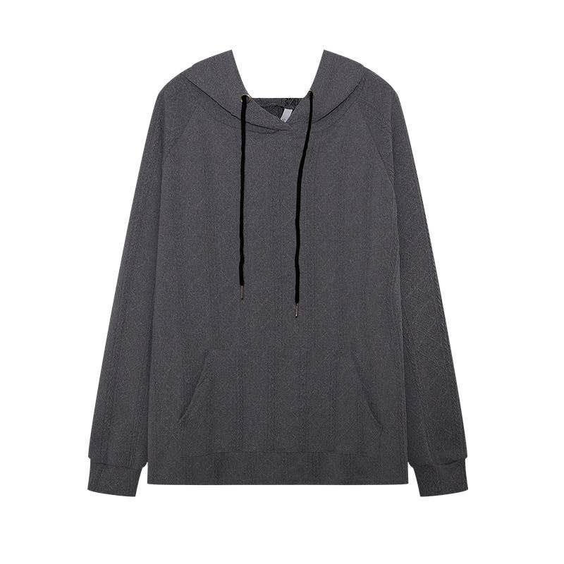 CASUAL JACQUARD LOOSE SOLID COLOR HOODIE