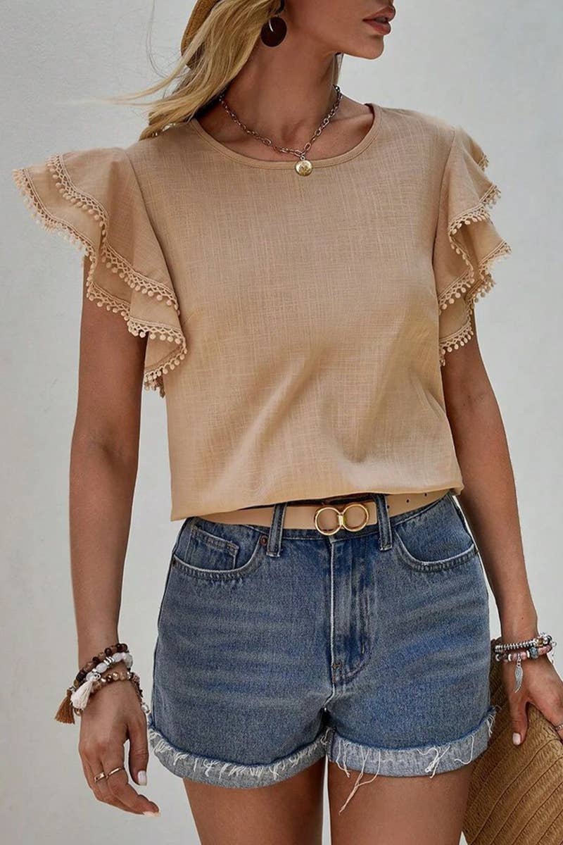 CWTSTS0665_WOMEN'S CASUAL ROUND NECK SUMMER LOOSE SHIRT