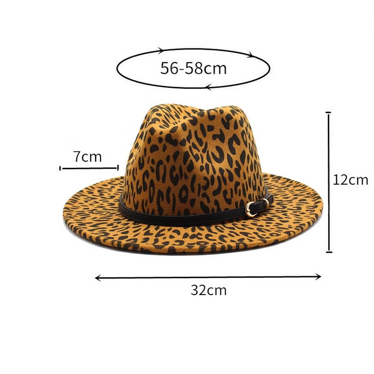 LEOPARD PRINT WOOLEN HAT FLAT BRIM JAZZHAT FELT HAT_CWAH2605