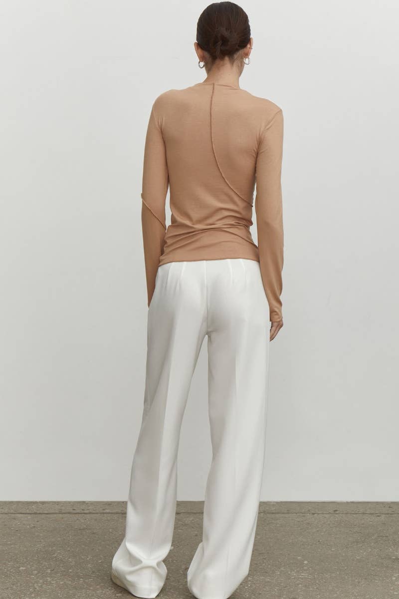 CWTBLL1714_HALF HIGH-NECK SLIM-FIT LONG-SLEEVED TOP