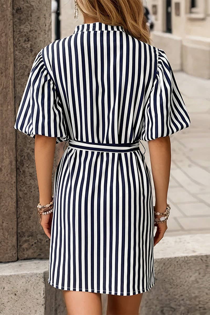 CWTDSS0012_Button Down Short Sleeve Striped Dress