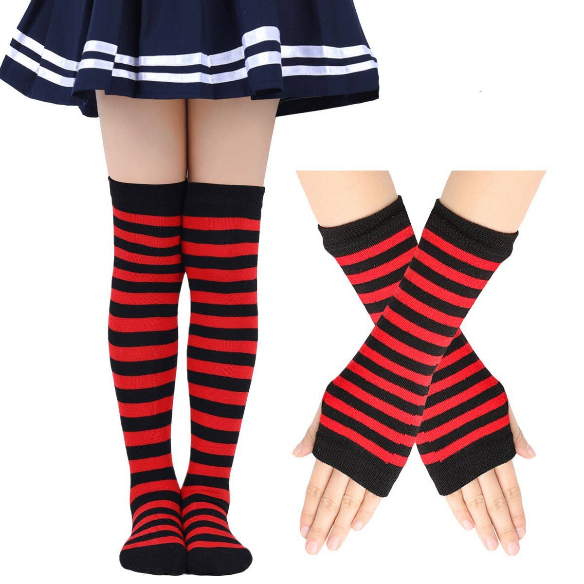 CWMM10061_KIDS KNIT STRIPED ARM & LEG WARMERS SET