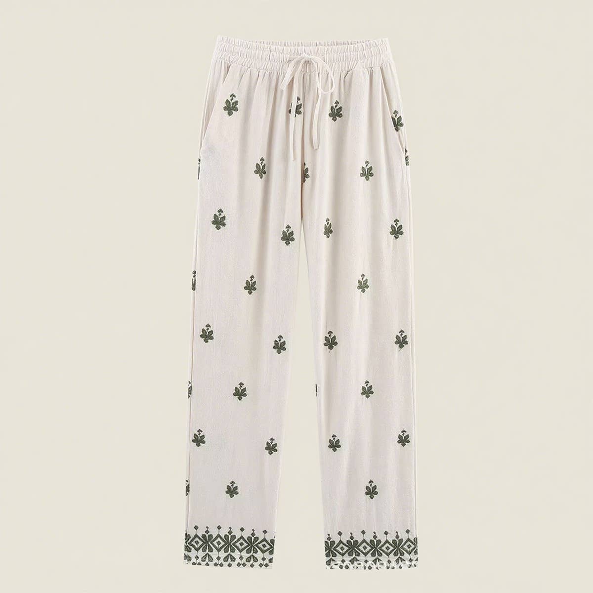 Fashion versatile embroidered casual trousers