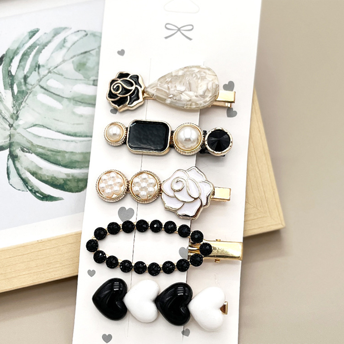 Rhinestone Pearl Hair Clip Set - Elegant Side Pin _CWAHA0159