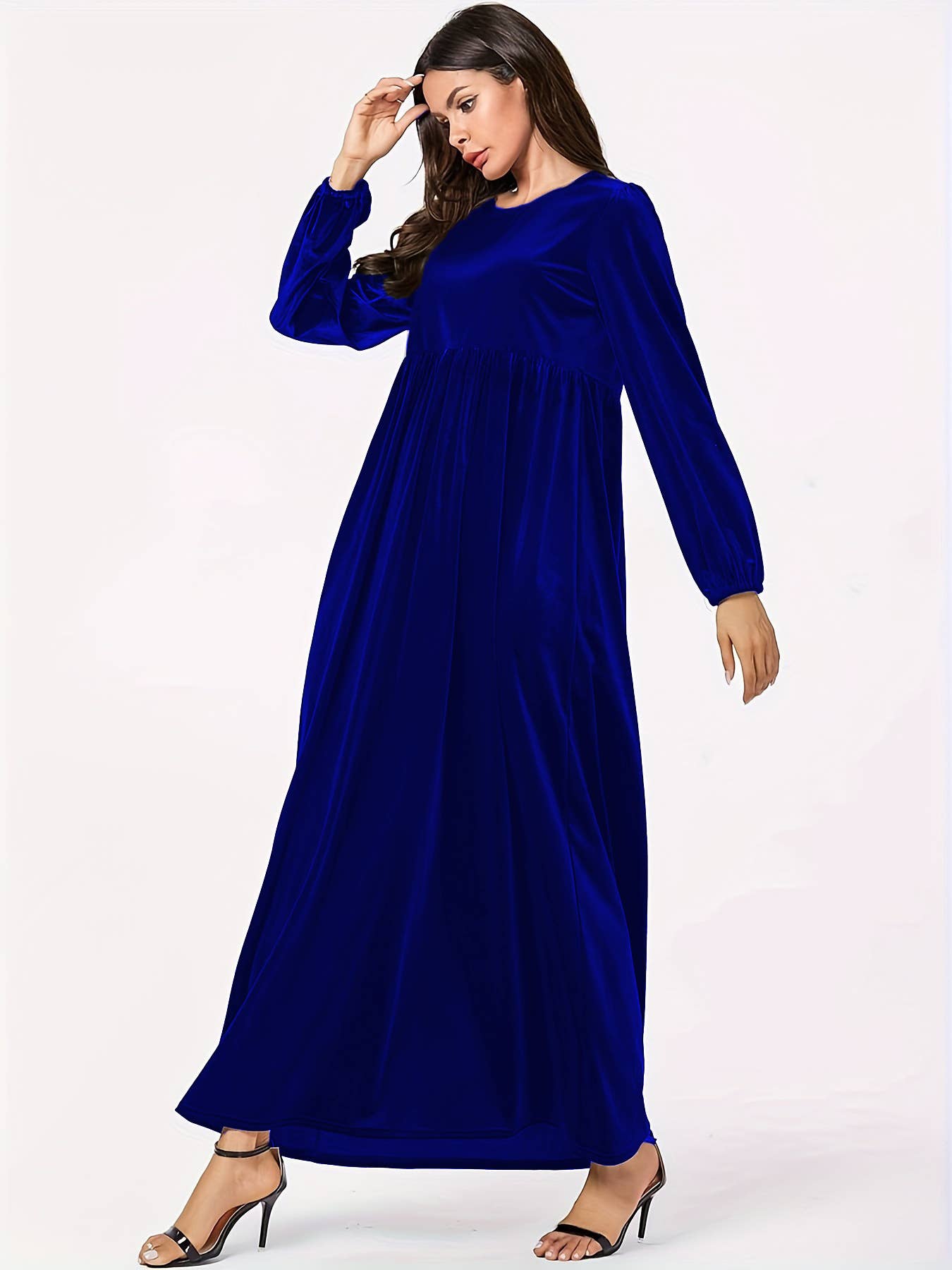 Fashionable round-neck velvet loose dress