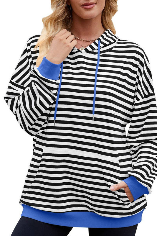 CWOHOL1112_STRIPED LOOSE HOODED CONTRAST COLOR SWEATSHIRT
