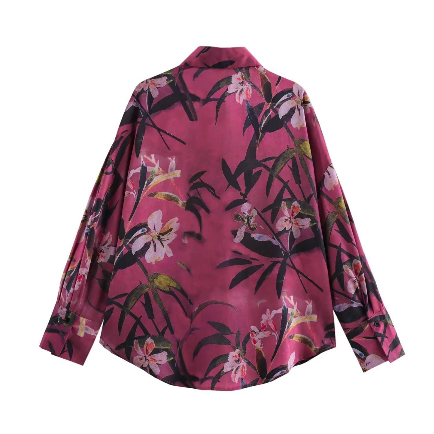 Botanical circular hem single-breasted shirt