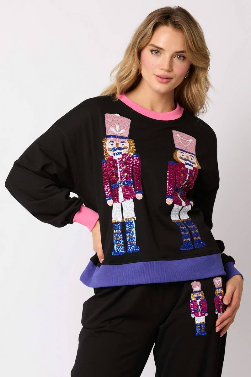 CWSTB00496_CHRISTMAS SOLDIER SEQUINED SWEATSHIRT SET