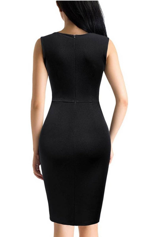 CWDSD7144_SLEEVELESS SEQUIN PANEL SLIM SLIT DRESS