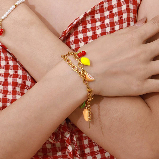 Delicate 18K Gold Double Cross Chain Bracelet