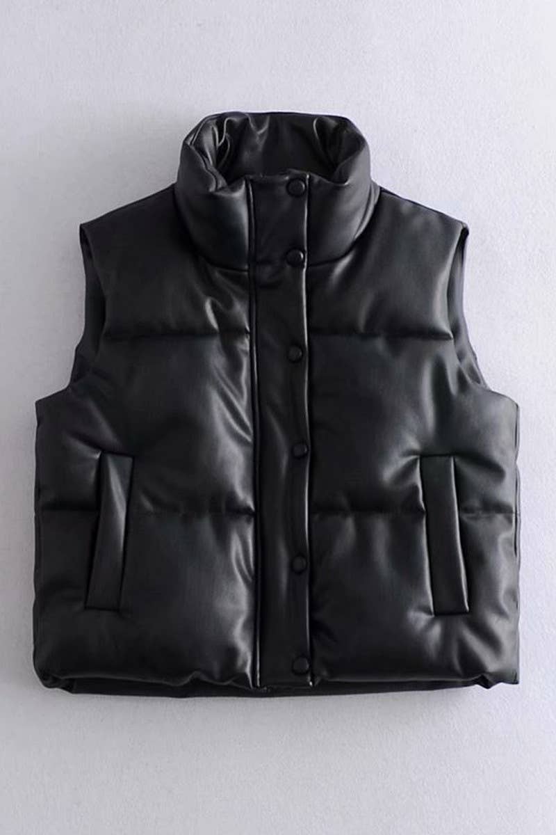 CWOV0327_HAND STUFFED COTTON LEATHER VEST
