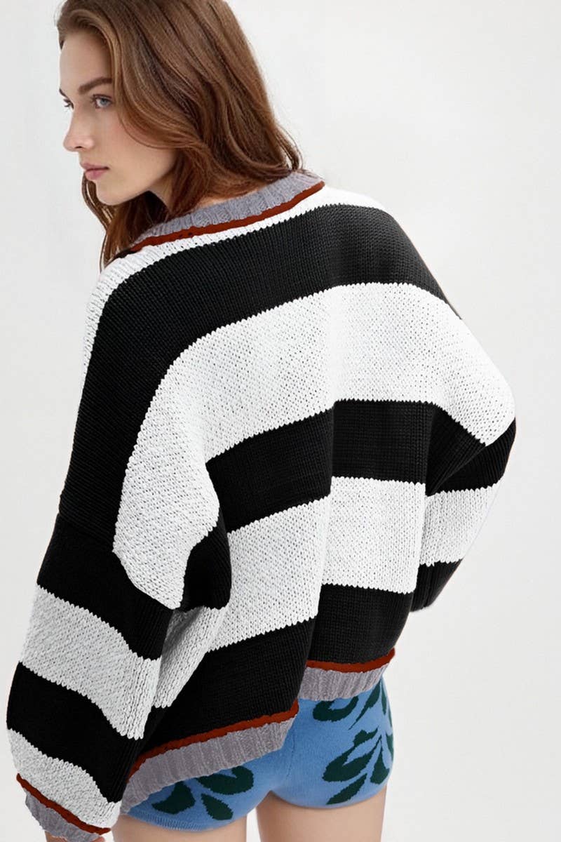 CWOSWL6945_OVERSIZED COLORBLOCK STRIPED SWEATER