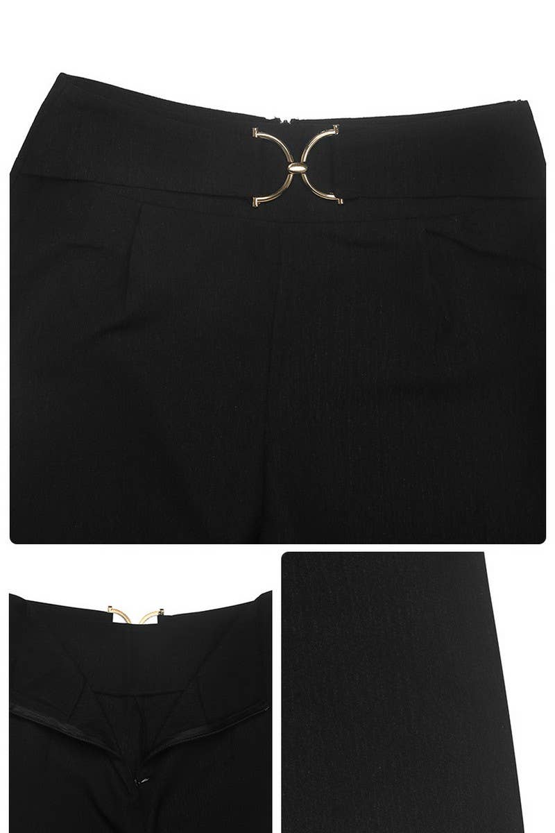 CWBLP0921_SOLID COLOR BUCKLED HIGH WAIST STRAIGHT PANTS