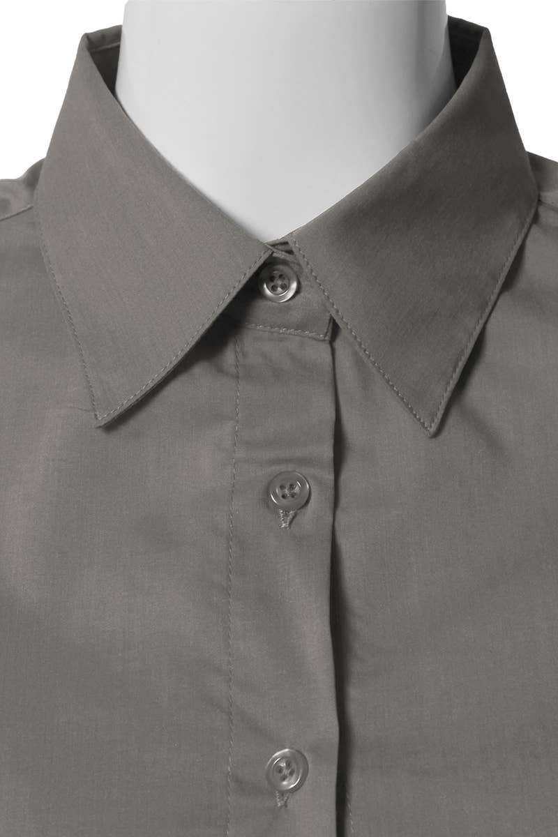 CWTSTS116_Basic Slim Fit Simple 3/4 Sleeve Button Down Shirt