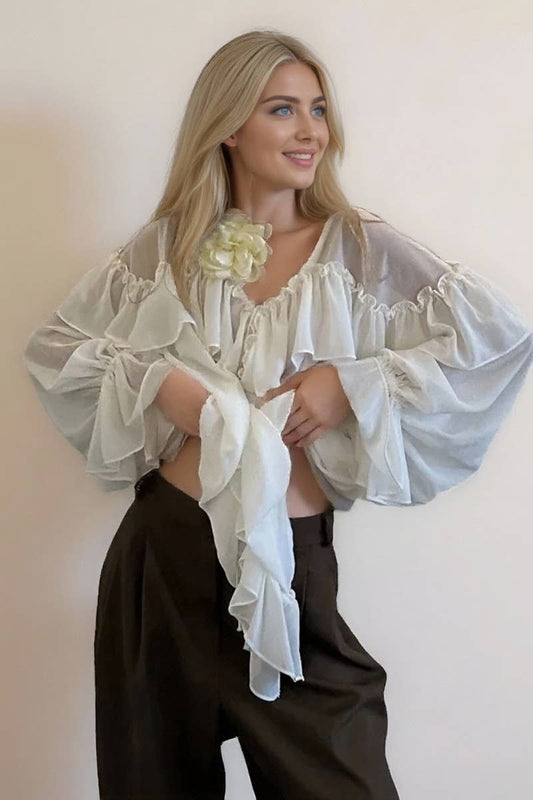 CWTTL2062_SUMMER V-NECK SEXY SEE-THROUGH BEACH COVER-UP