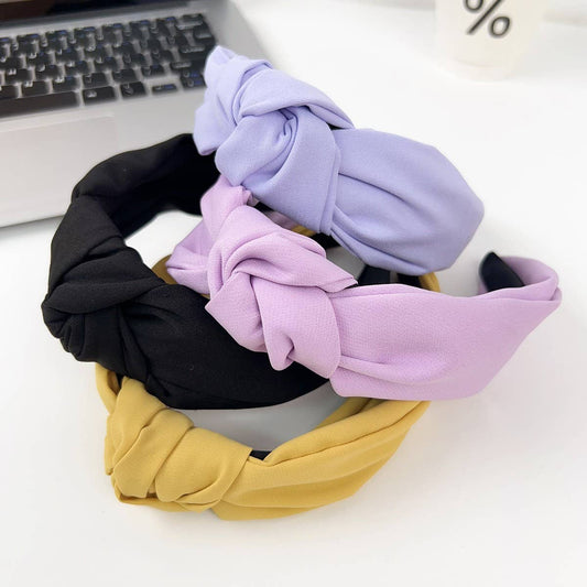 SOLID COLOR TEXTURED FABRIC CROSS HEADBAND_CWAHA2084