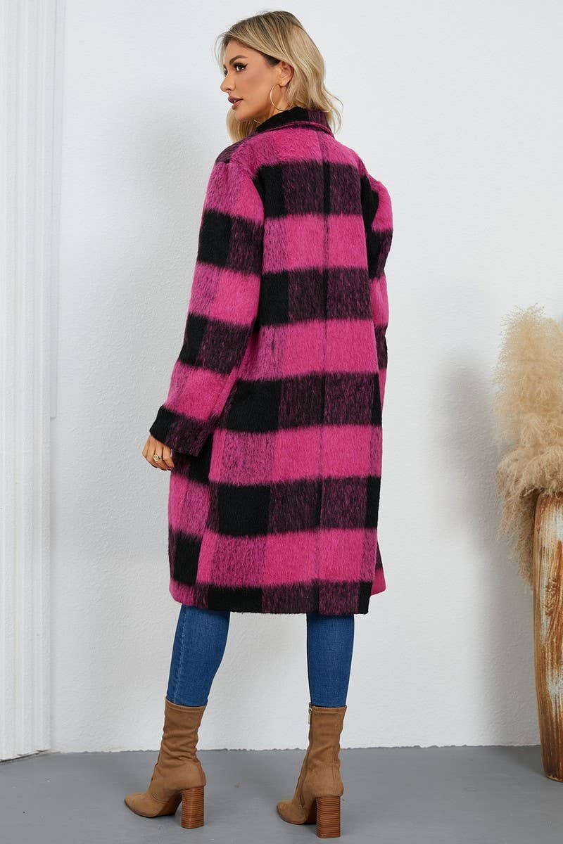 CWOCO0939_PLAID DOUBLE-SIDED SUIT COLLAR WOOLEN LONG COAT