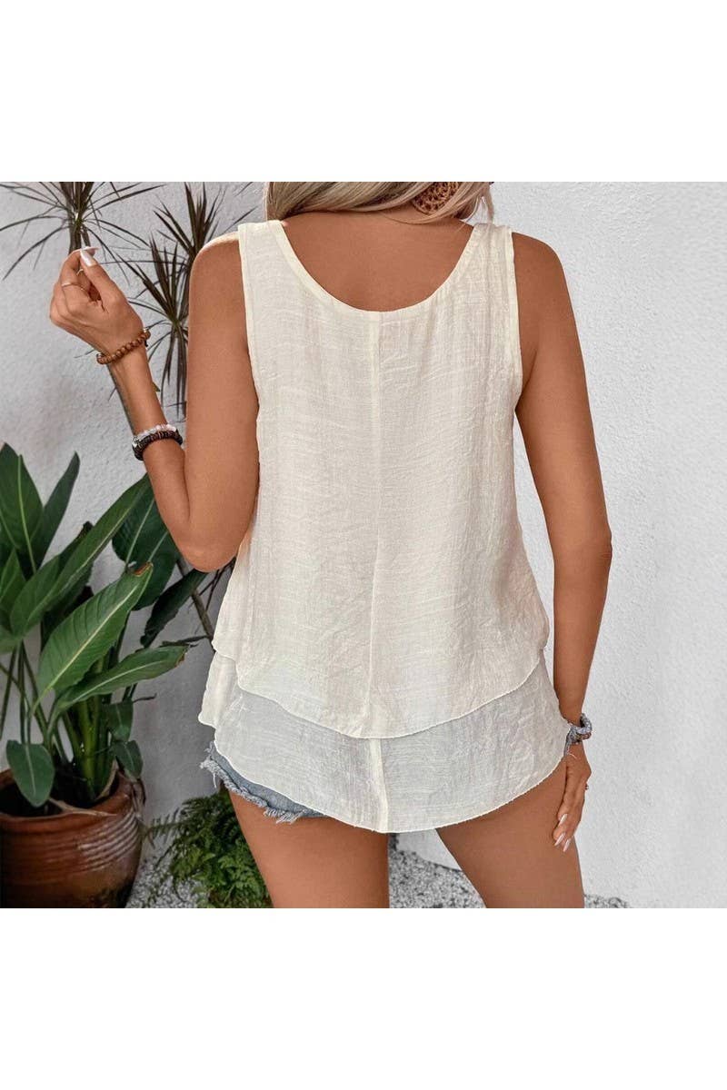 CWTHT00015_2025 WOMEN LAYERED RUFFLE TANK TOP SLEEVELESS CAM