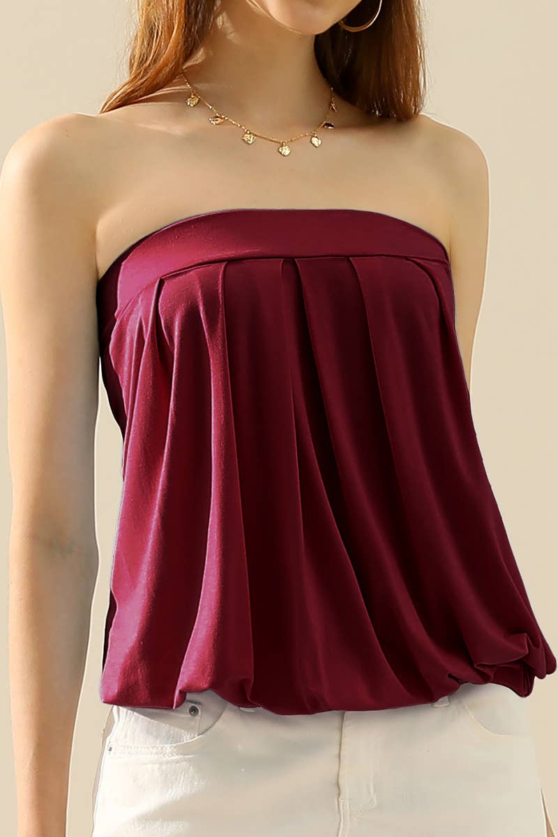 AWTTSL130_Basic Sleeveless Pleated Tube Top