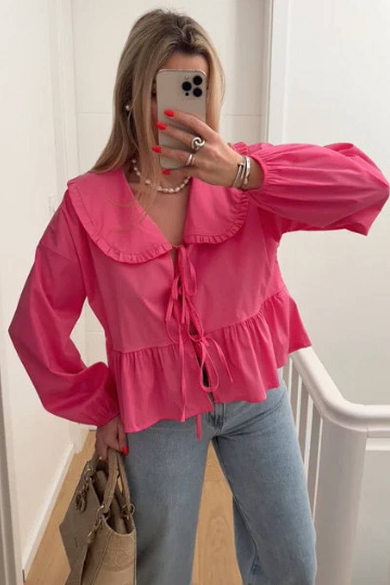 CWTBLL00714_PETER PAN COLLAR LACE LONG SLEEVE SHIRT