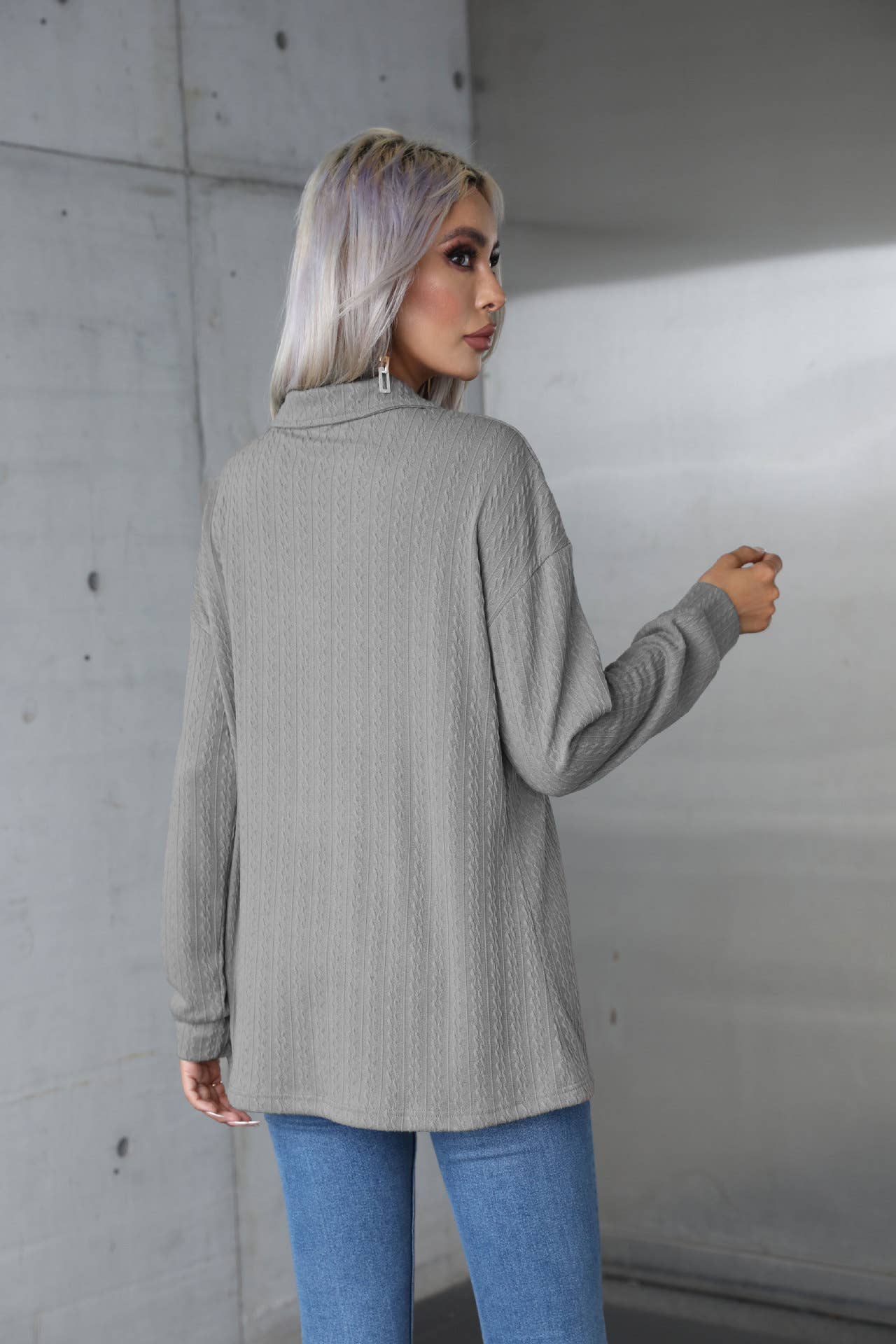 CASUAL SOLID COLOR CARDIGAN LOOSE POLO SHIRT