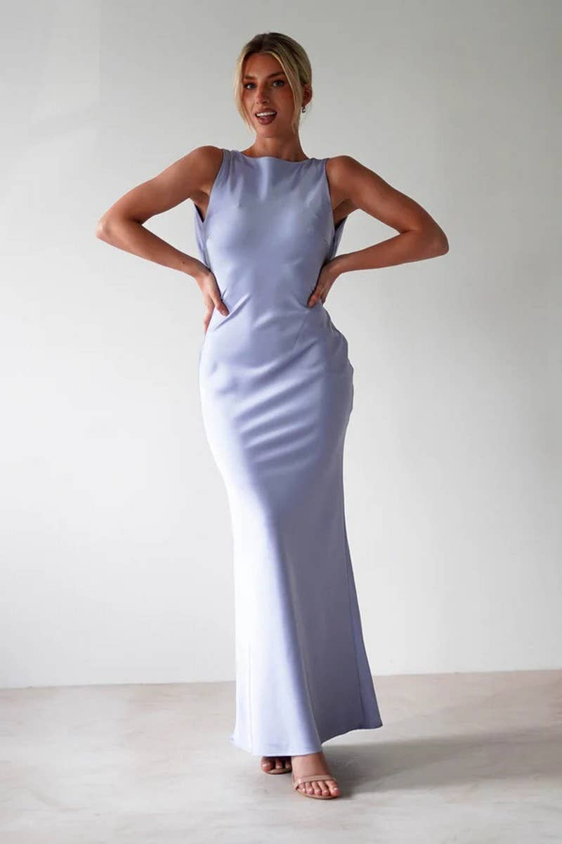 CWDMD5534_SUMMER RETRO SLIM SLEEVELESS A-LINE LACE-UP DRESS