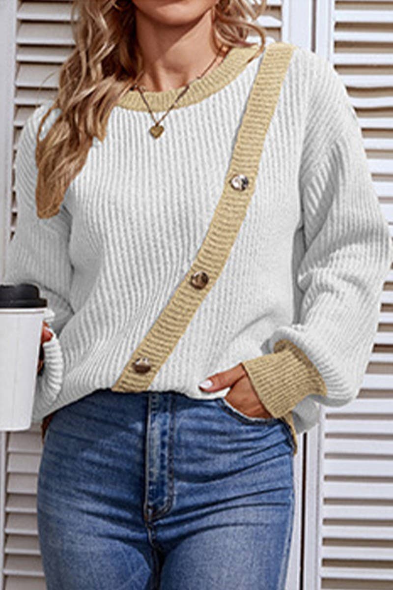 CWOSWL1724_Crew Neck Long Sleeve Pullover Sweater