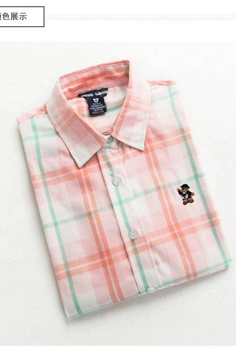 CWTSTL2245_LONG-SLEEVED COTTON THIN PLAID BOTTOMING SHIRT