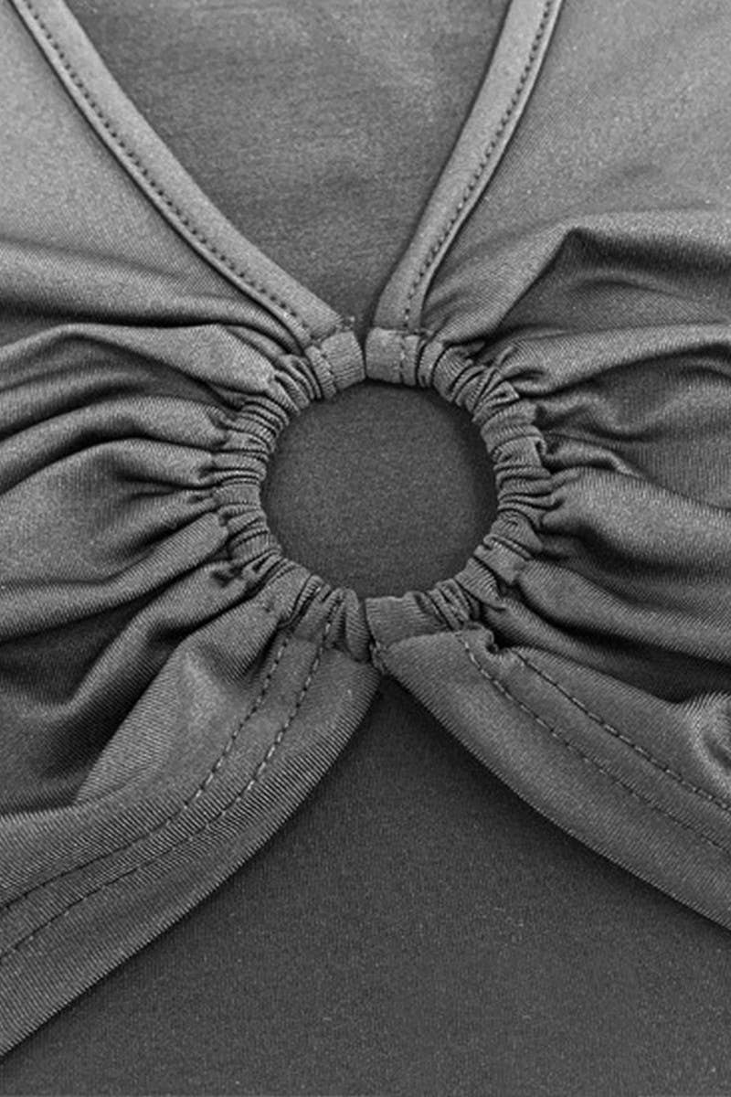 CWTBLL3779_NAVEL-EXPOSED HOLLOW PLEATED CROPPED T-SHIRT