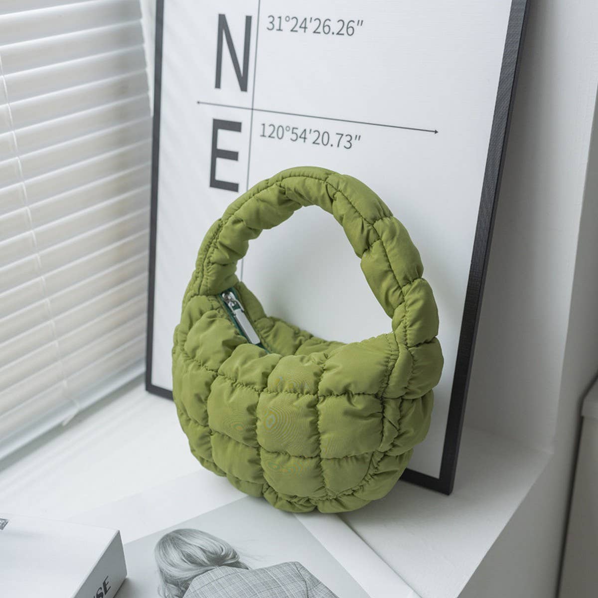 Stylish Plaid Puffy Cloud Handbag  Mini Tote_CUAB00506