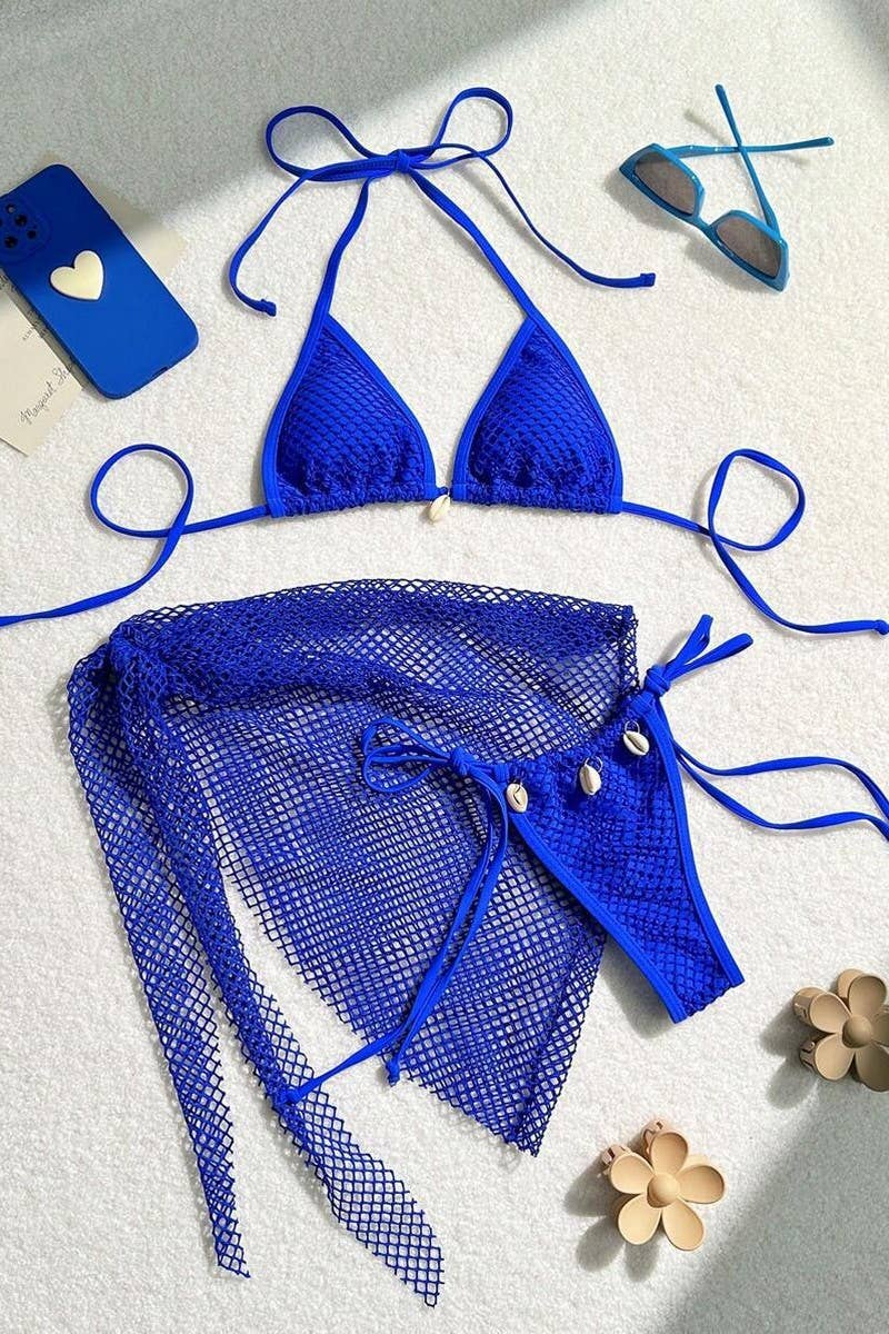 CWMW0869_SEXY LACE-UP MINI SWIMSUIT THREE-PIECE SET