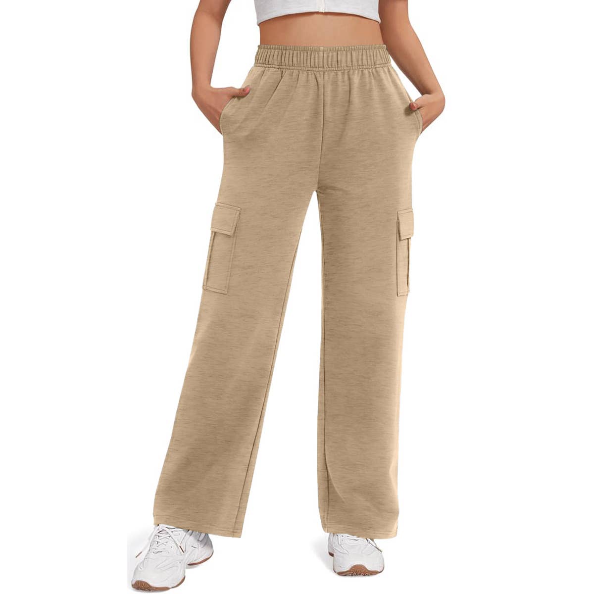 CASUAL JOGGING ELASTICATED WAIST WIDE LEG PANTS