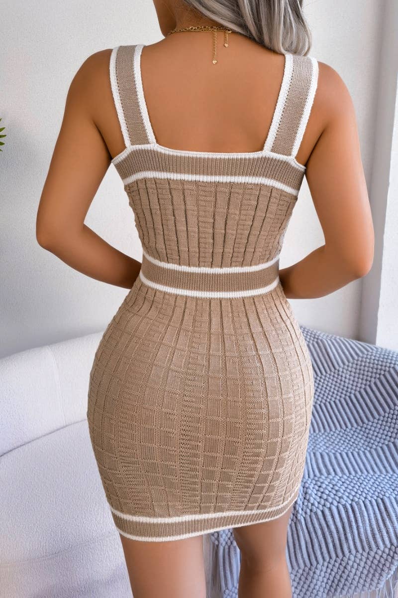 CWDSD4683_SUMMER KNIT COLOR MATCHING FANNY PACK HIP DRESS