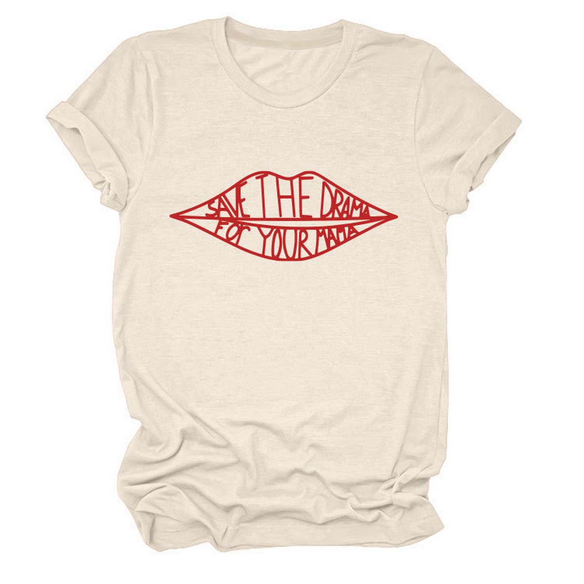 Women?™s Fashion Slogan Tee Crew Neck Short Sleeve_CWTTSL0482