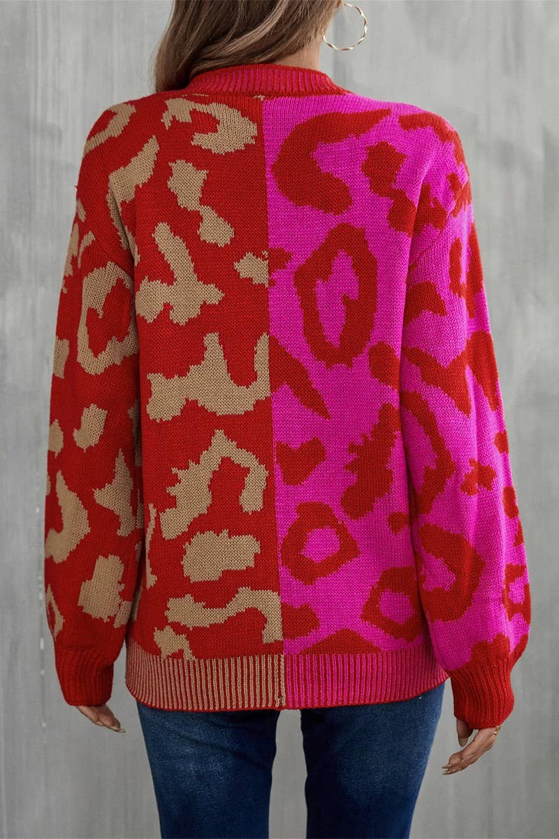 CWOSWL3151_CREW NECK LEOPARD PRINT KNITTED SWEATER