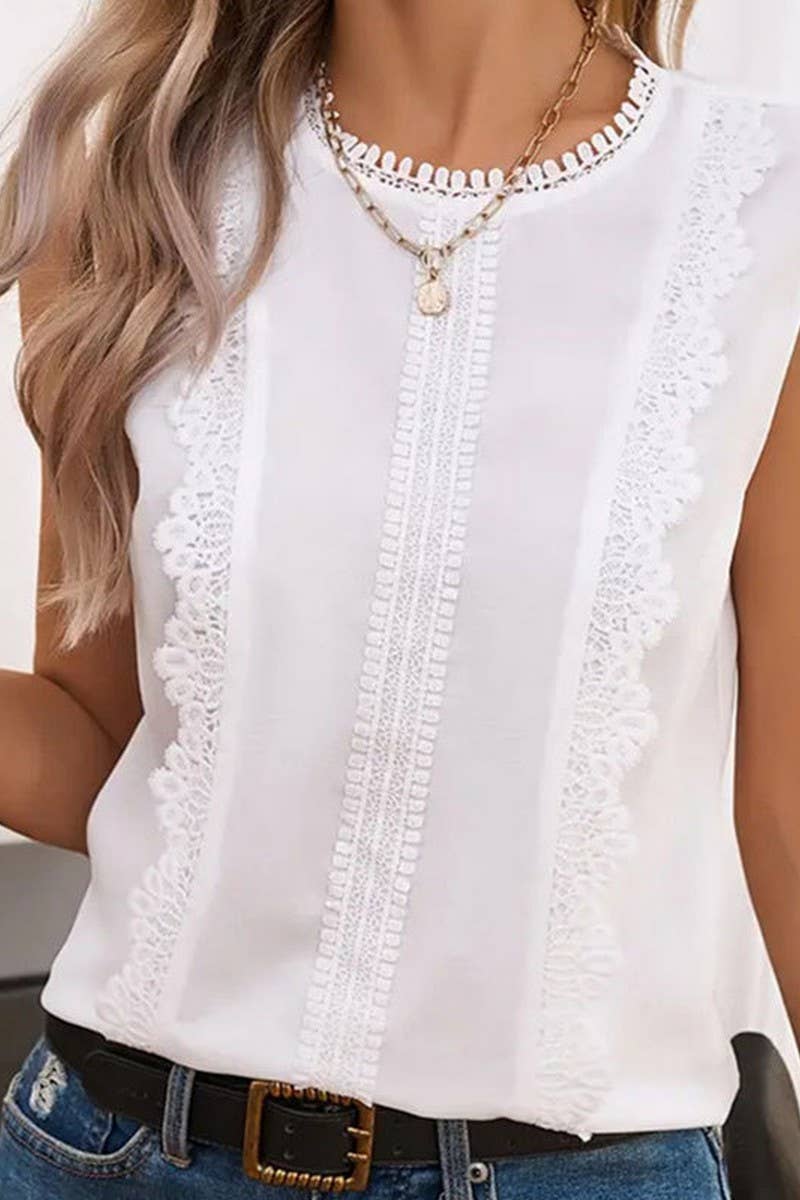 CWTTSL0354_LACE SOLID COLOR SLEEVELESS T-SHIRT