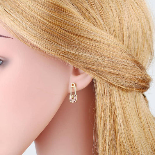 SET WITH COLORED ZIRCON PAPER CLIP EARRINGS