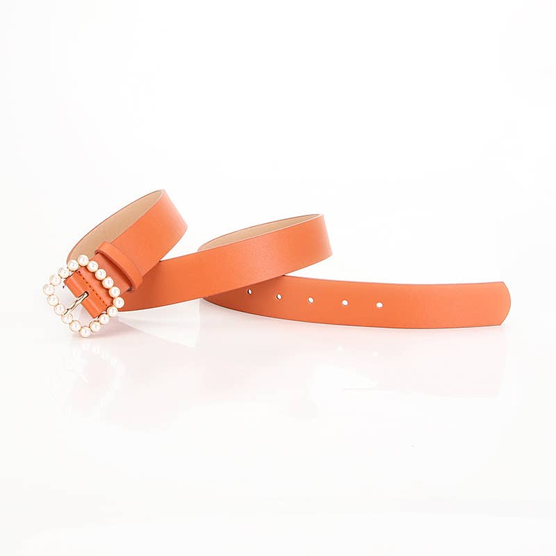 Fashionable square-shaped pearl buckle belt