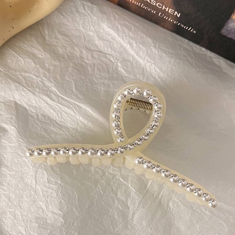 Pearl Geometric Hair Claw ??French Style Clip_CWAHA0618