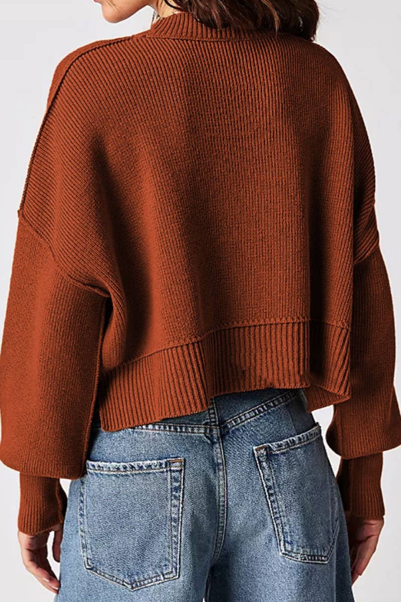 CWOSWL6722_FASHION CREW-NECK LONG-SLEEVED LOOSE SWEATER