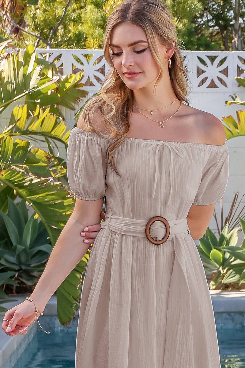 CWDMD812_TIERED OFF SHOULDER SHORT SLEEVE MAXI DRESS