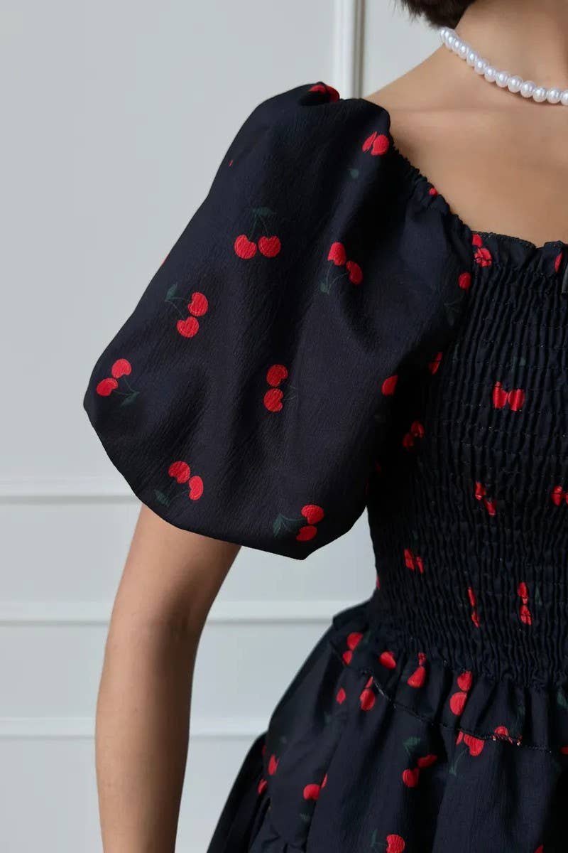 CWDSD8561_PRINTED SHORT WAIST-CINCHING MINI DRESS