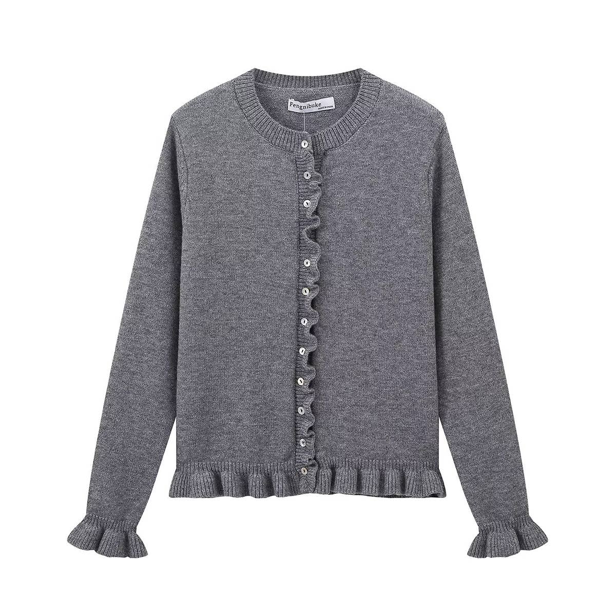 CASUAL LAYERED EMBELLISHED CREW-NECK KNIT COAT