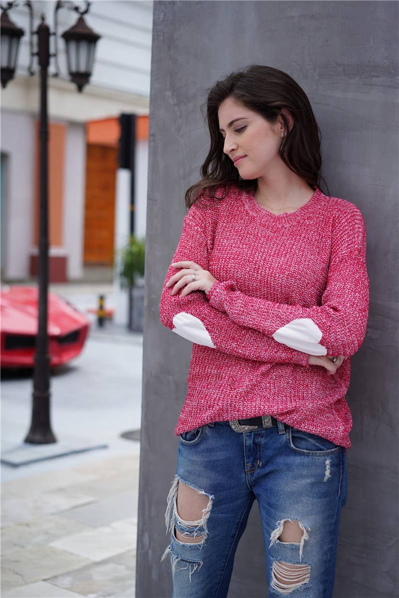 CWOSWL1418_Crew Neck Pullover Casual Sweater